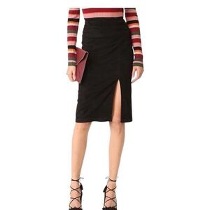 Alice + Olivia SZ XS/S Black Faux Wraparound Pencil Skirt with Slit